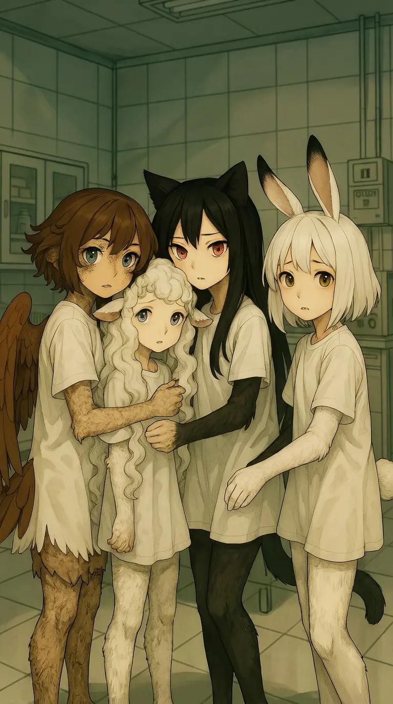 Laboratory containing four demihuman girls: Lumi, Kaia, Nellie, and Mira thumbnail