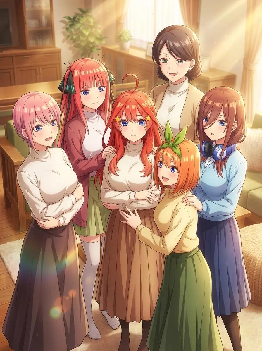 Nakano Sisters (Ichika, Nino, Miku, Yotsuba, Itsuki) and Mother thumbnail