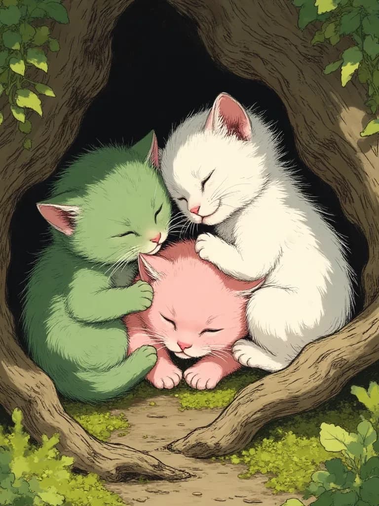 Three little cats. thumbnail