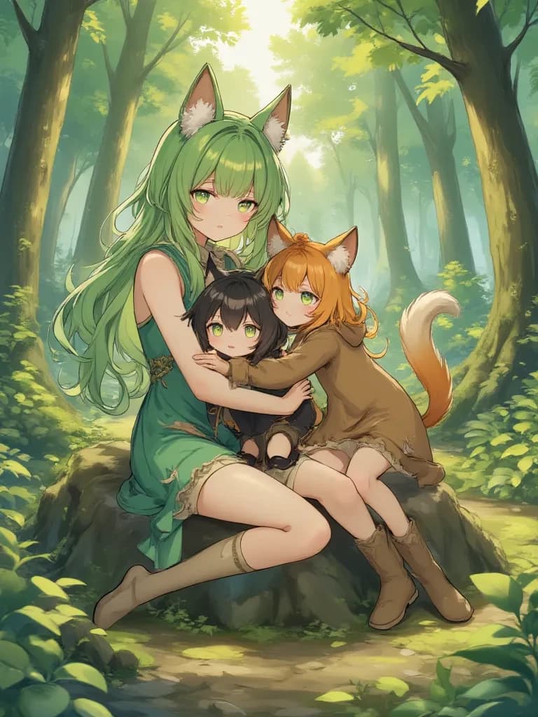 The Verdantkin Siblings *cat girls name*Vivi*dog boy name*gan*foxgirl name*honey thumbnail