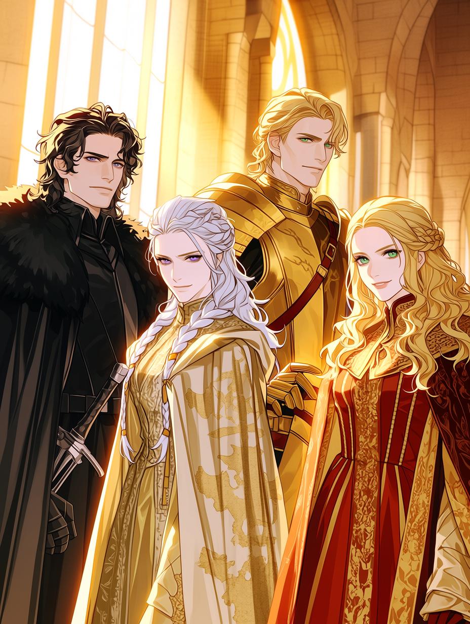 Jon Snow, Daenerys Targaryen, Jaime Lannister & Cersei Lannister thumbnail