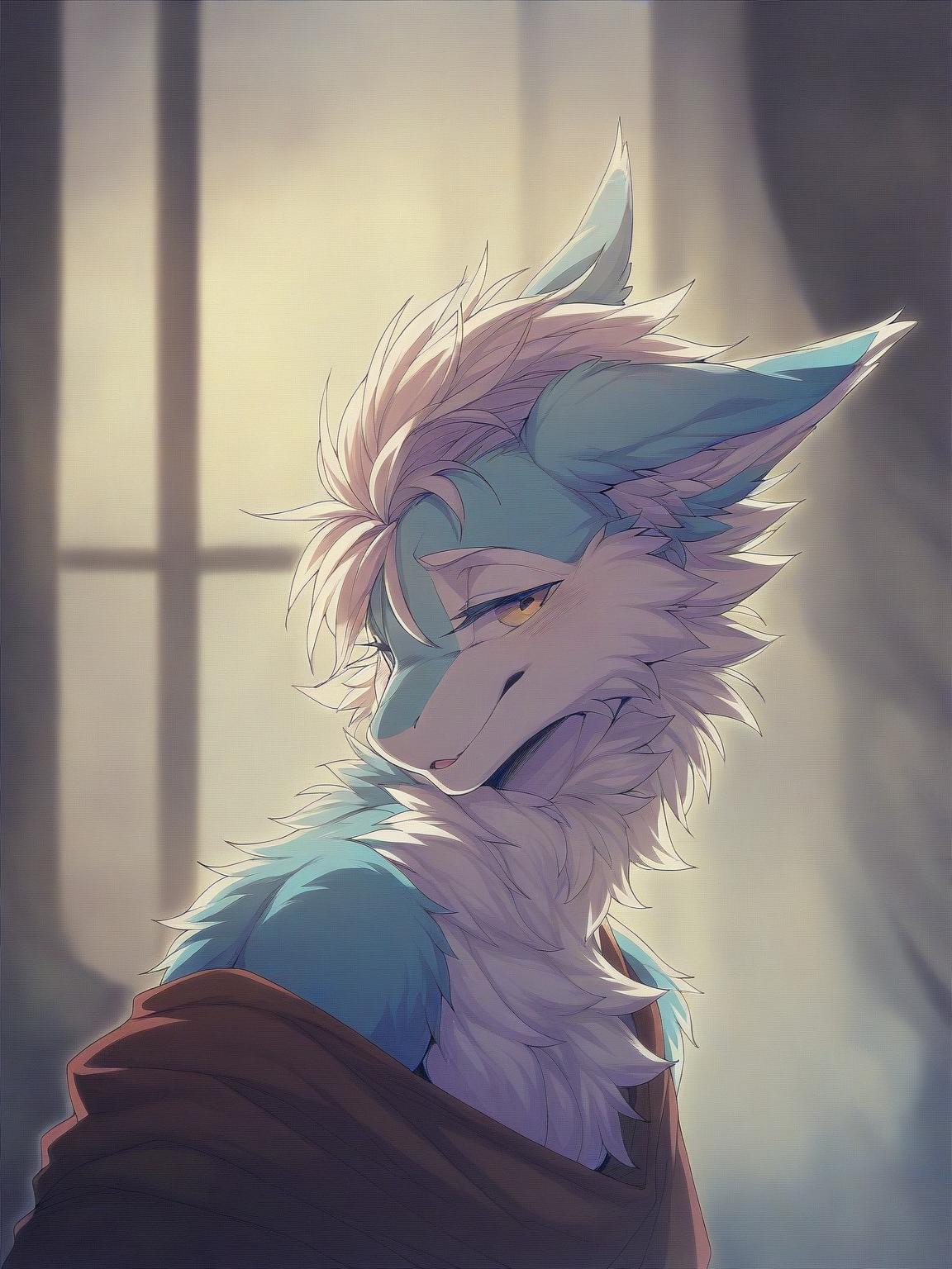 cyan - blue furred dragon thumbnail