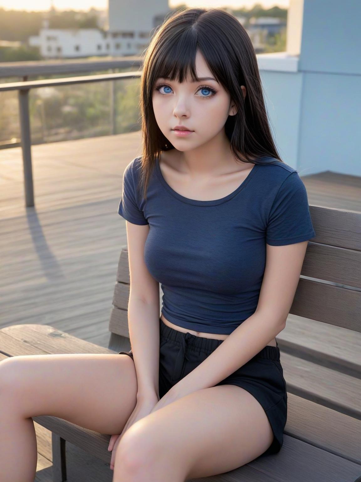 Blind girl at the beach. thumbnail