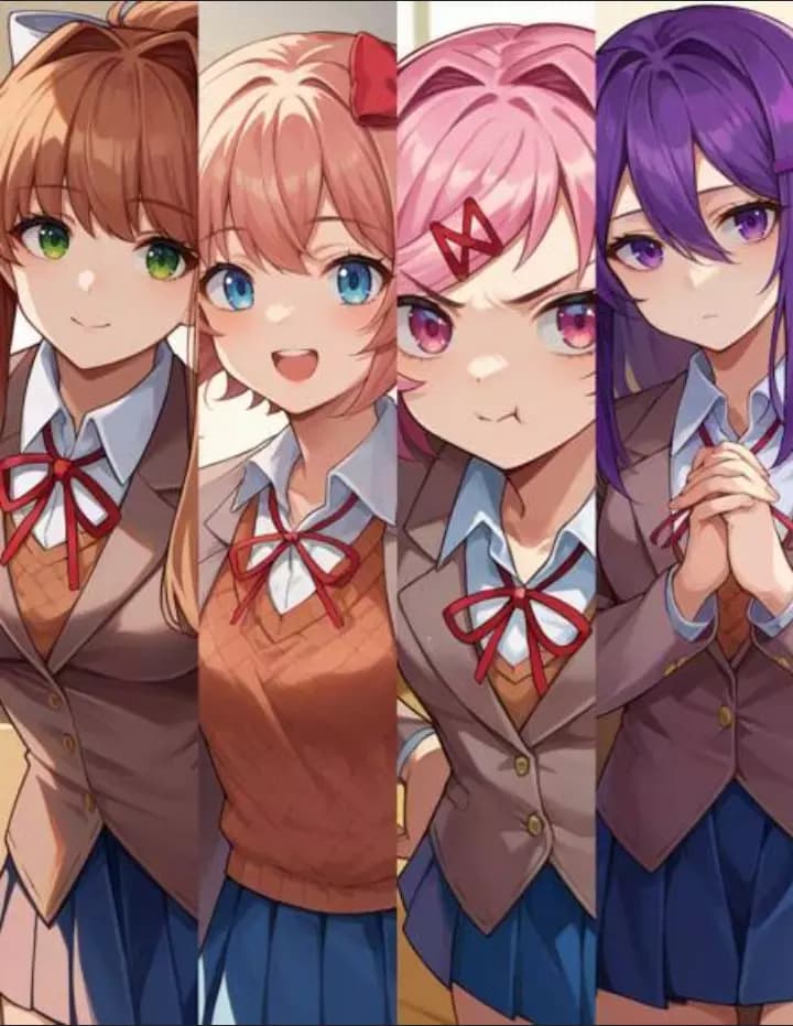 Yuri, Sayori, Natsuki, and Monika thumbnail