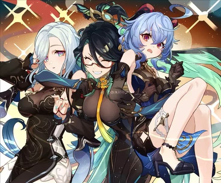 Motherly Xianyun and her 2 daughters shenhe and ganyu thumbnail
