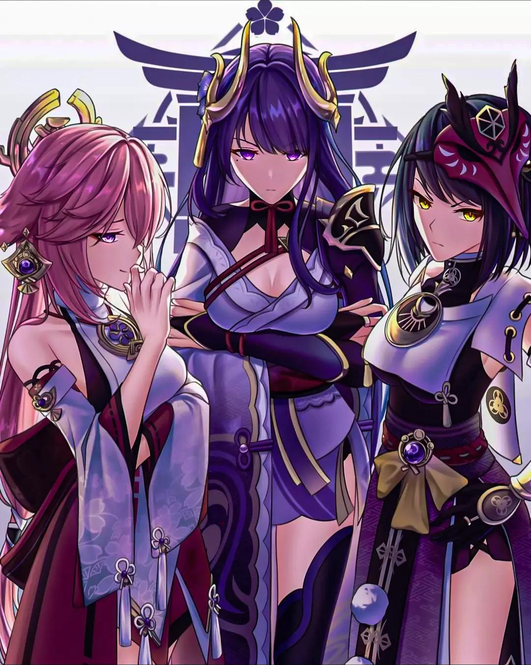 Raiden Shogun - Yae Miko - Kujou Sara thumbnail
