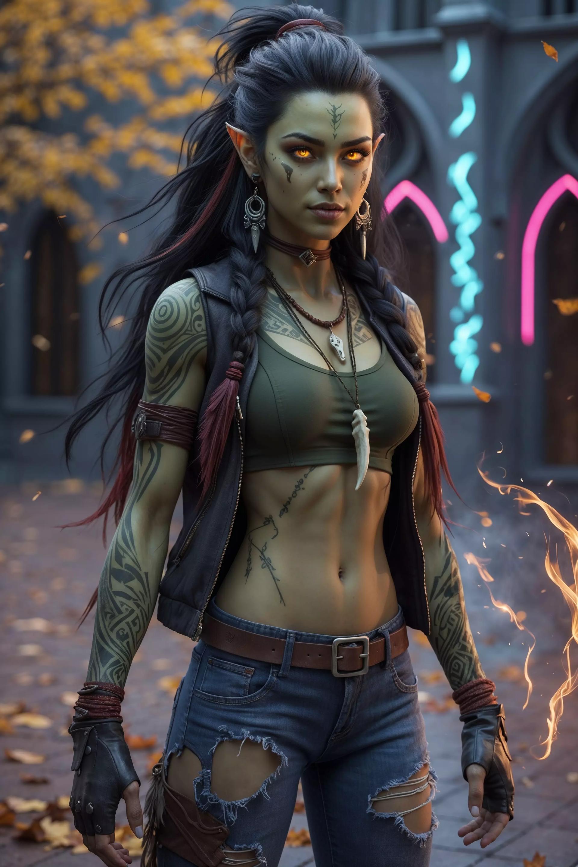Zara Krull - the reckless half-orc shaman thumbnail