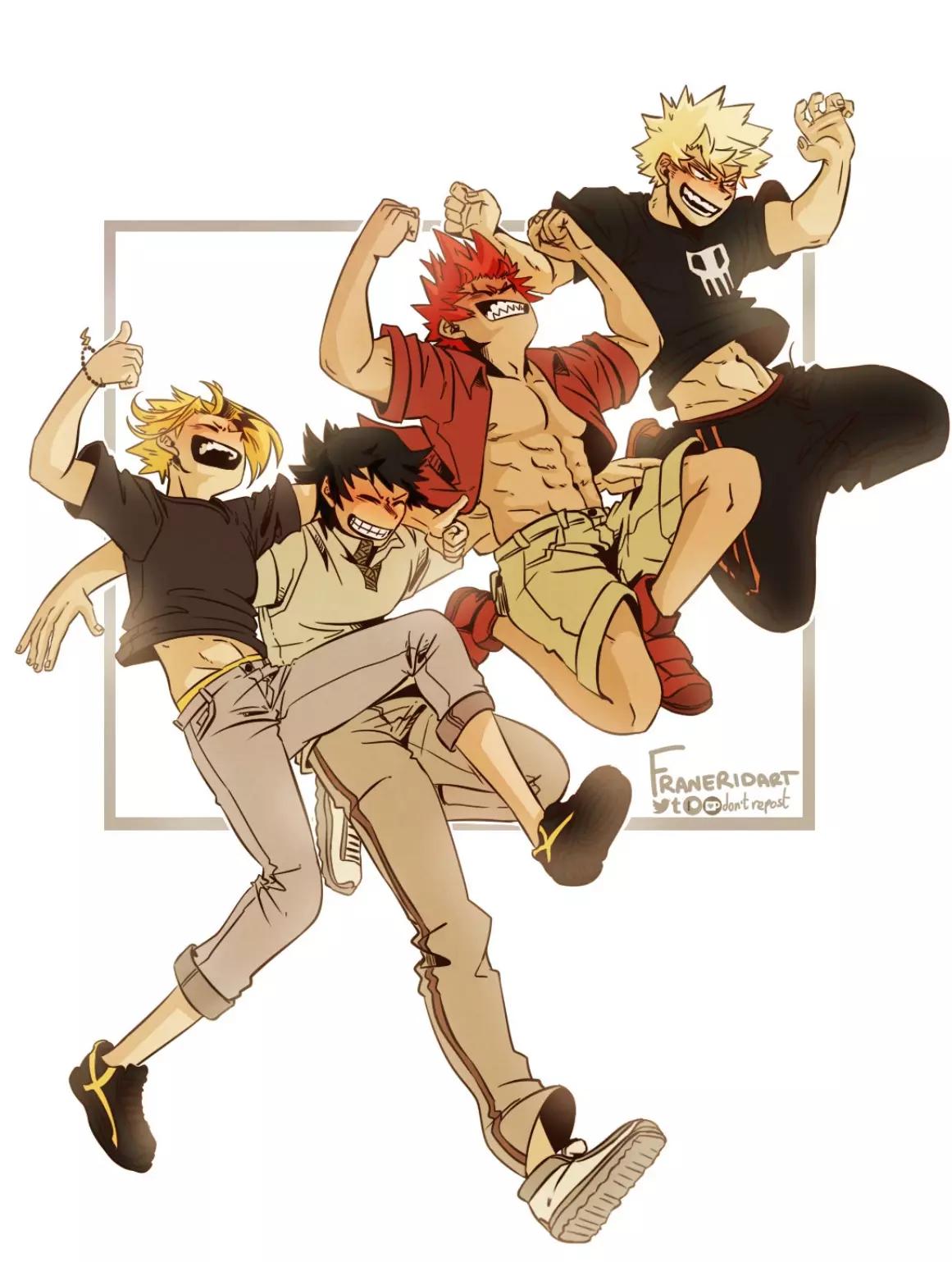 Bakugo, Kirishima, Denki and Sero as grown-up roommates. thumbnail