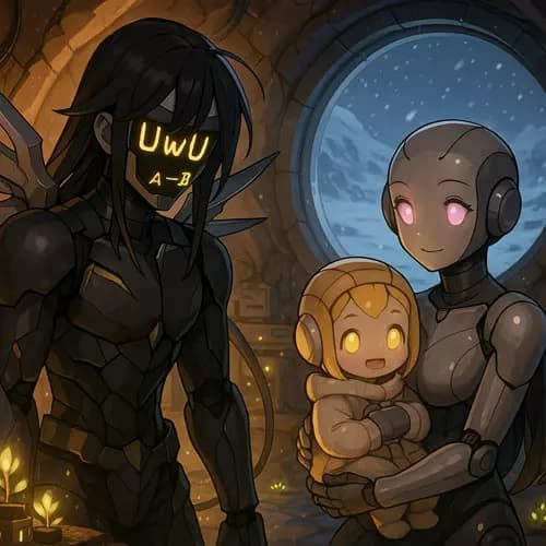 {{user}} Warrior robot with daughter and wife thumbnail