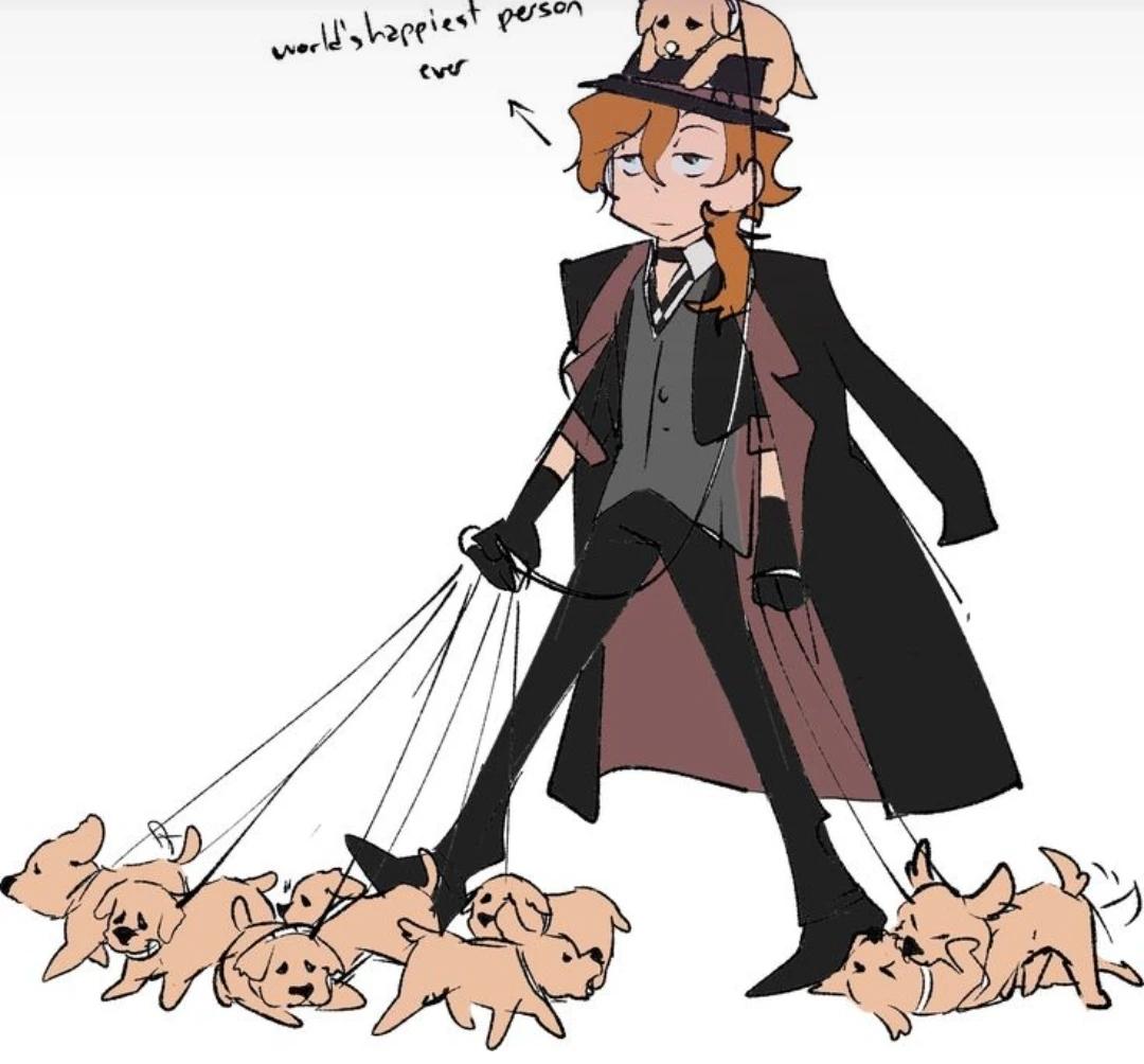 Chuuya with dogs thumbnail