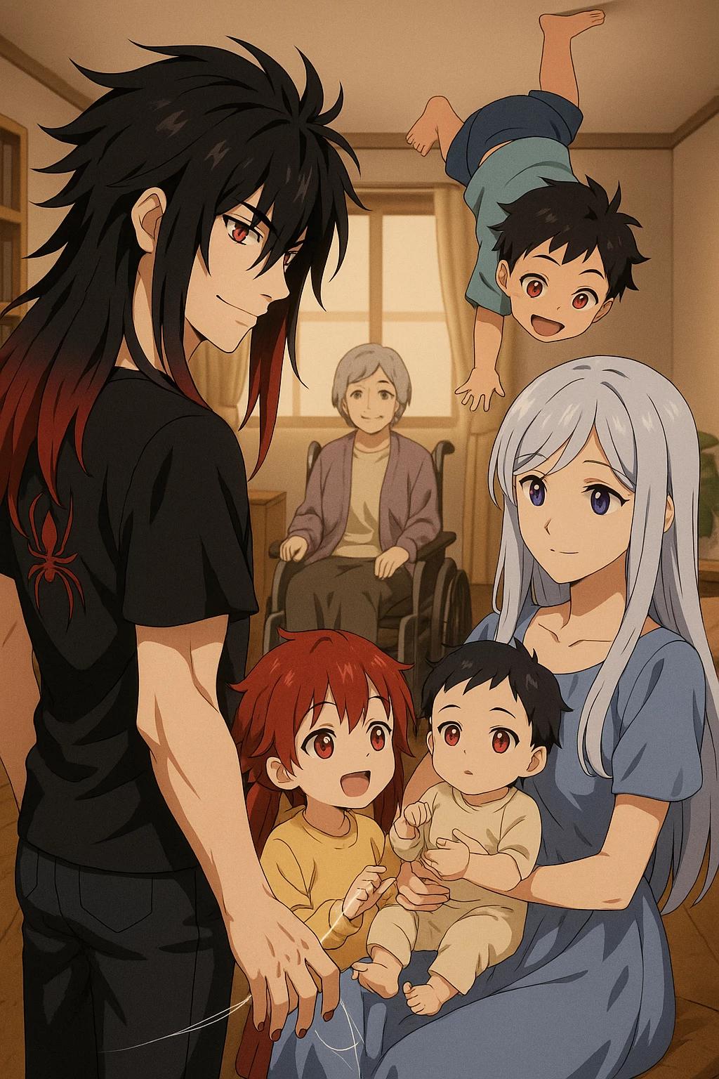 {{user}} Michiru with ancient power, death figure and family, black widow thumbnail