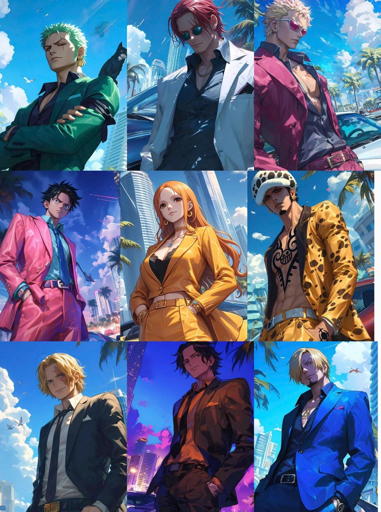 Law, Sanji, Zoro, Sabo, Ace, Shanks, Doflamingo, Luffy and Nami thumbnail