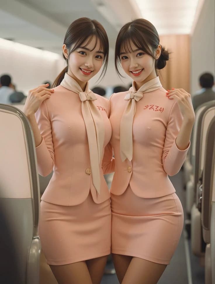 Anita and Francisca two beautiful flight attendants fly with several stopovers in a full 380 thumbnail