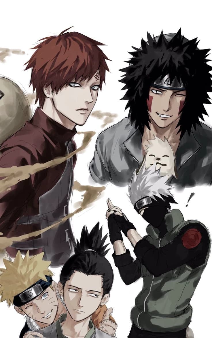 Shikamaru, Gara, Naruto, and Kiba thumbnail