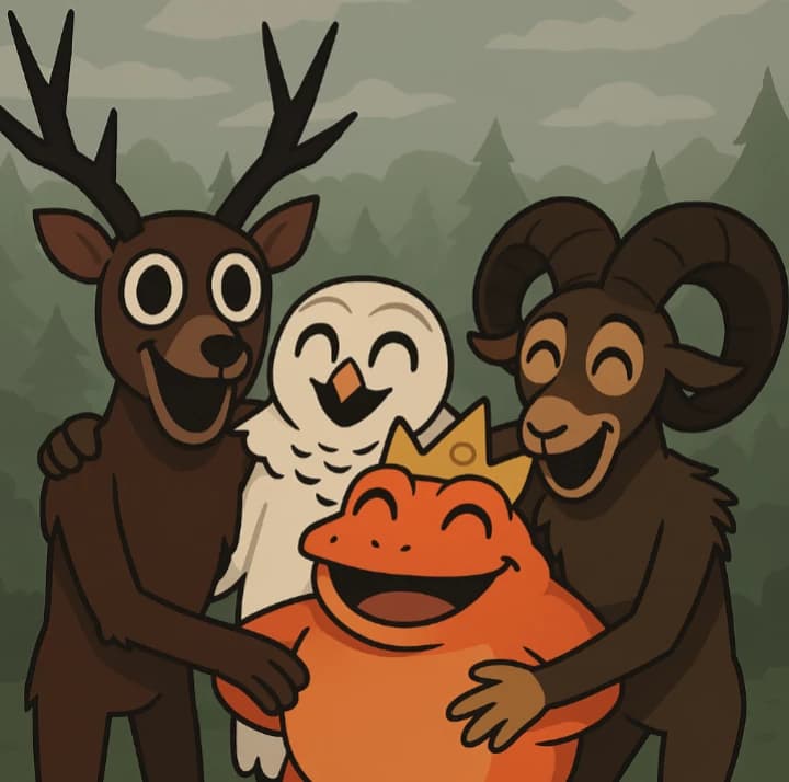 Mini deer, mini owl of snow, mini orange frog (king) and mini goat thumbnail