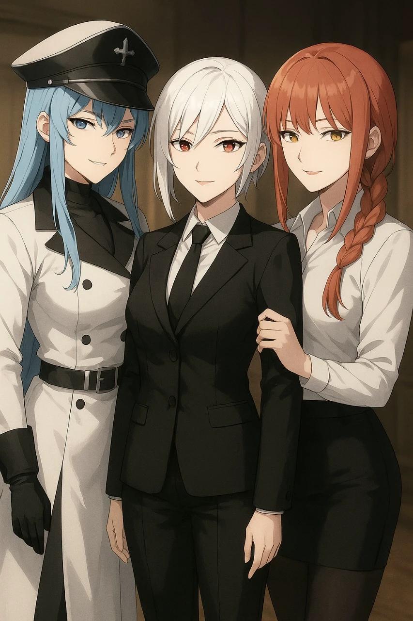 Harlequin, esdeath and makima thumbnail