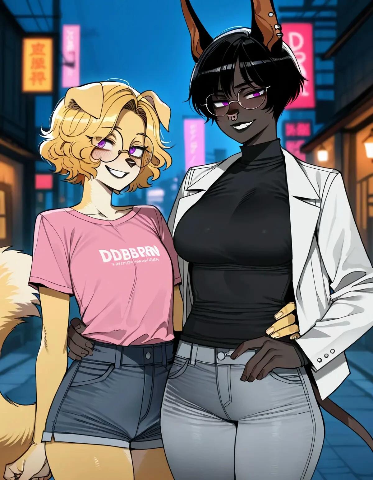 Goldie & Britney - tall dog girl thumbnail