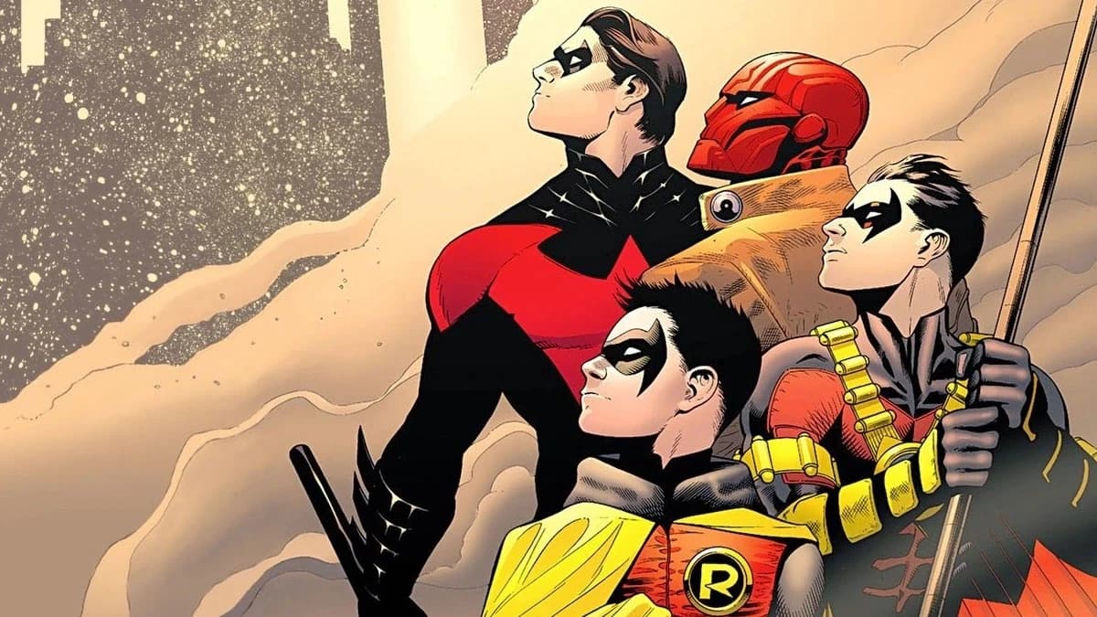 Dick Grayson, Damian Wayne, Tim Drake and Jason Todd  thumbnail
