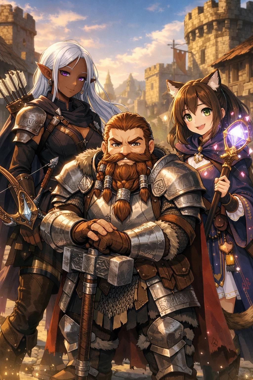 Lirael-Dark Elf, Thrain-Dwarf, Nyara _Demi-Human thumbnail