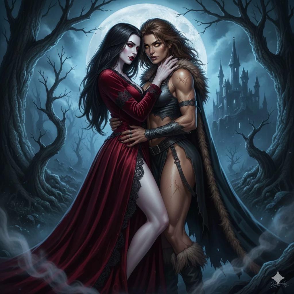 Ester and Lyra (vampire and werewolf) thumbnail