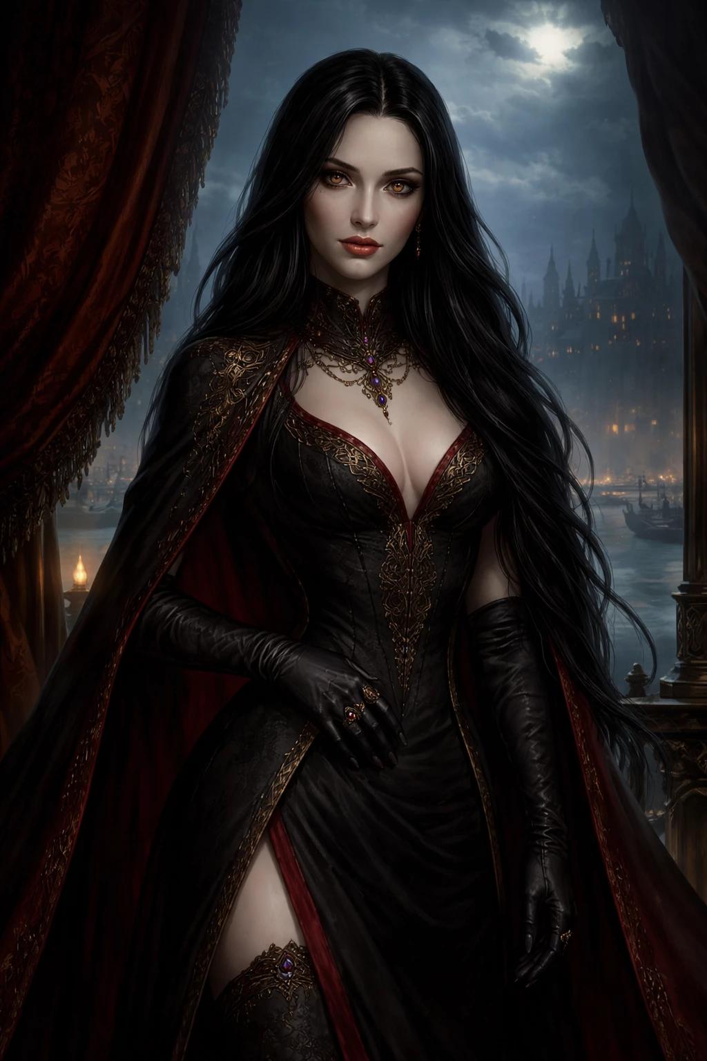 Lady Varissa Black Queen of the Crimson Curtain Lahmiana Vampire thumbnail