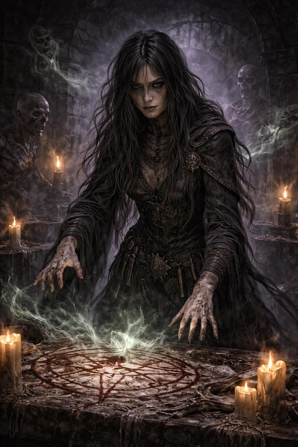 VESHRA MORRBLIGHT The Desecrator of the Veil Necromancer Chaotic Medium Realms Front thumbnail