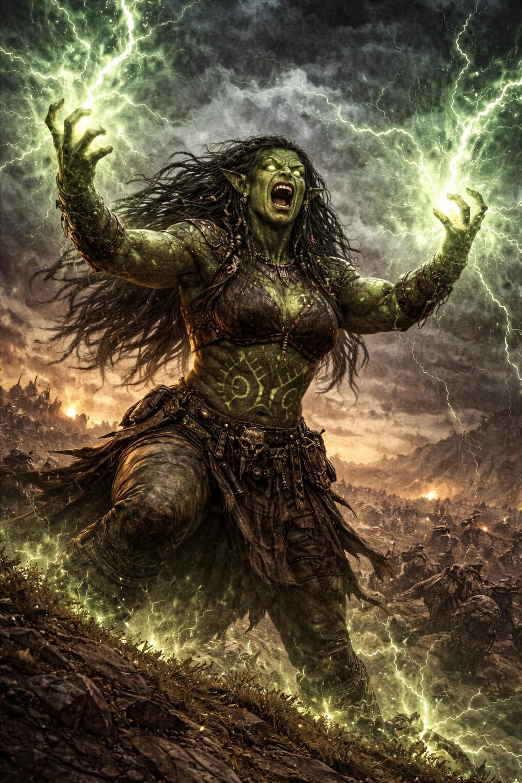 MORKHESSA THUNDEREYES The Witch of the Green Storm Battle Sorceress Orcs thumbnail