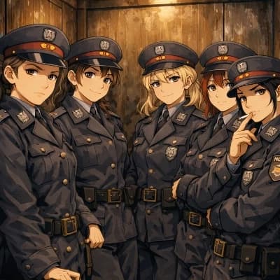 6 policewomen in the elevator thumbnail