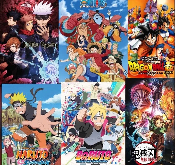 Goku and Boruto and Naruto and Deku and Luffy and Tanjiro and Gojo thumbnail