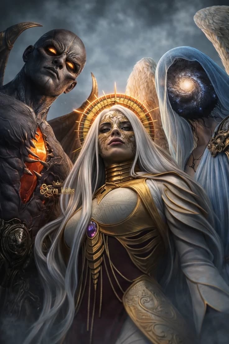 The goddess of light (Maladon), the female gender of the god of the universe Elkin (angel), Shaitan Aval (the god of fire and destruction) thumbnail