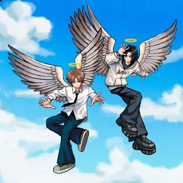 Denis with chestnut hair and Levi with black hair thumbnail