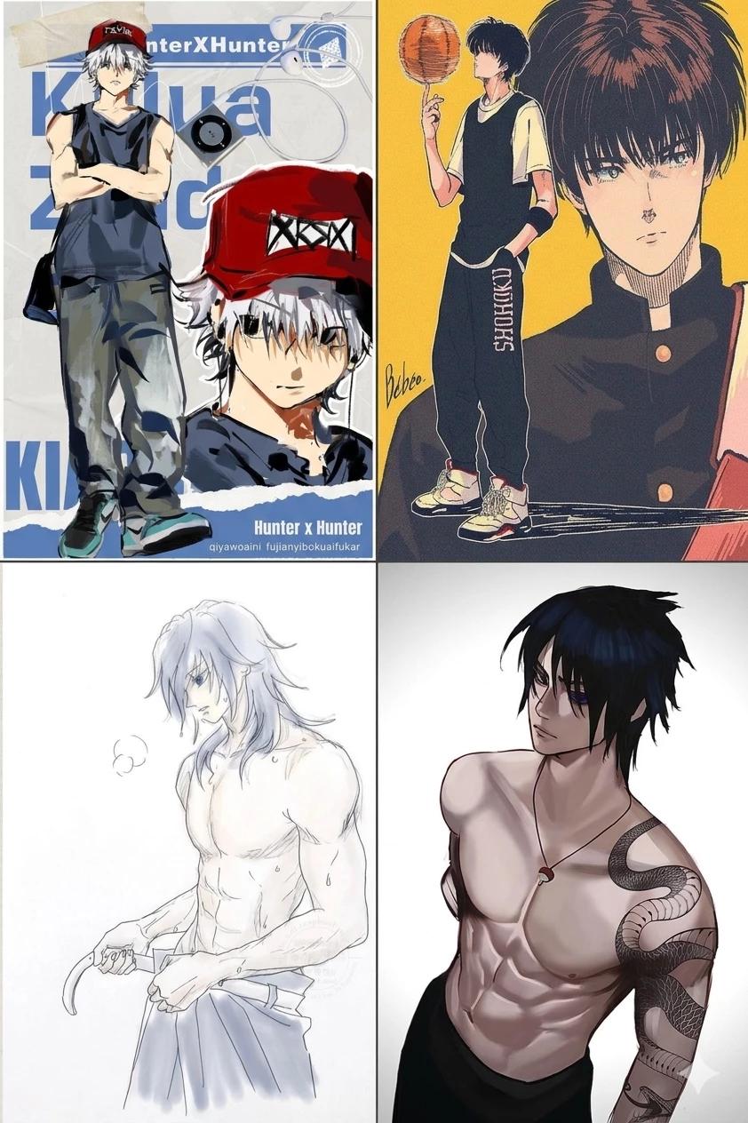 Sasuke Uchiha, Giyuu Tomioka, Killua Zoldyck, Rukawa Kaede thumbnail