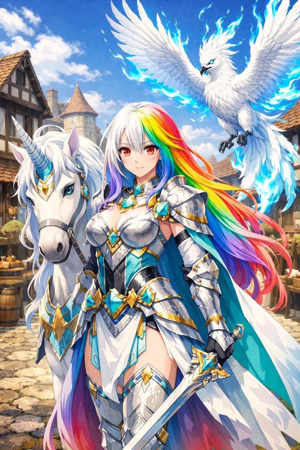 Beast Tamer Minia and Her Beasts Lyra the Unicorn and Shironeko the Phoenix thumbnail