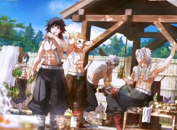 Tengen,giyu e shinazugawa nas aguas termais thumbnail