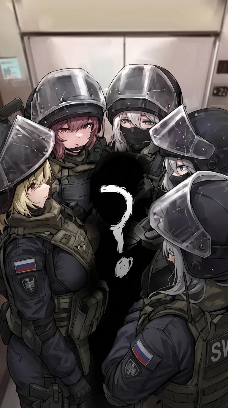 5 SWAT girls in an elevator thumbnail