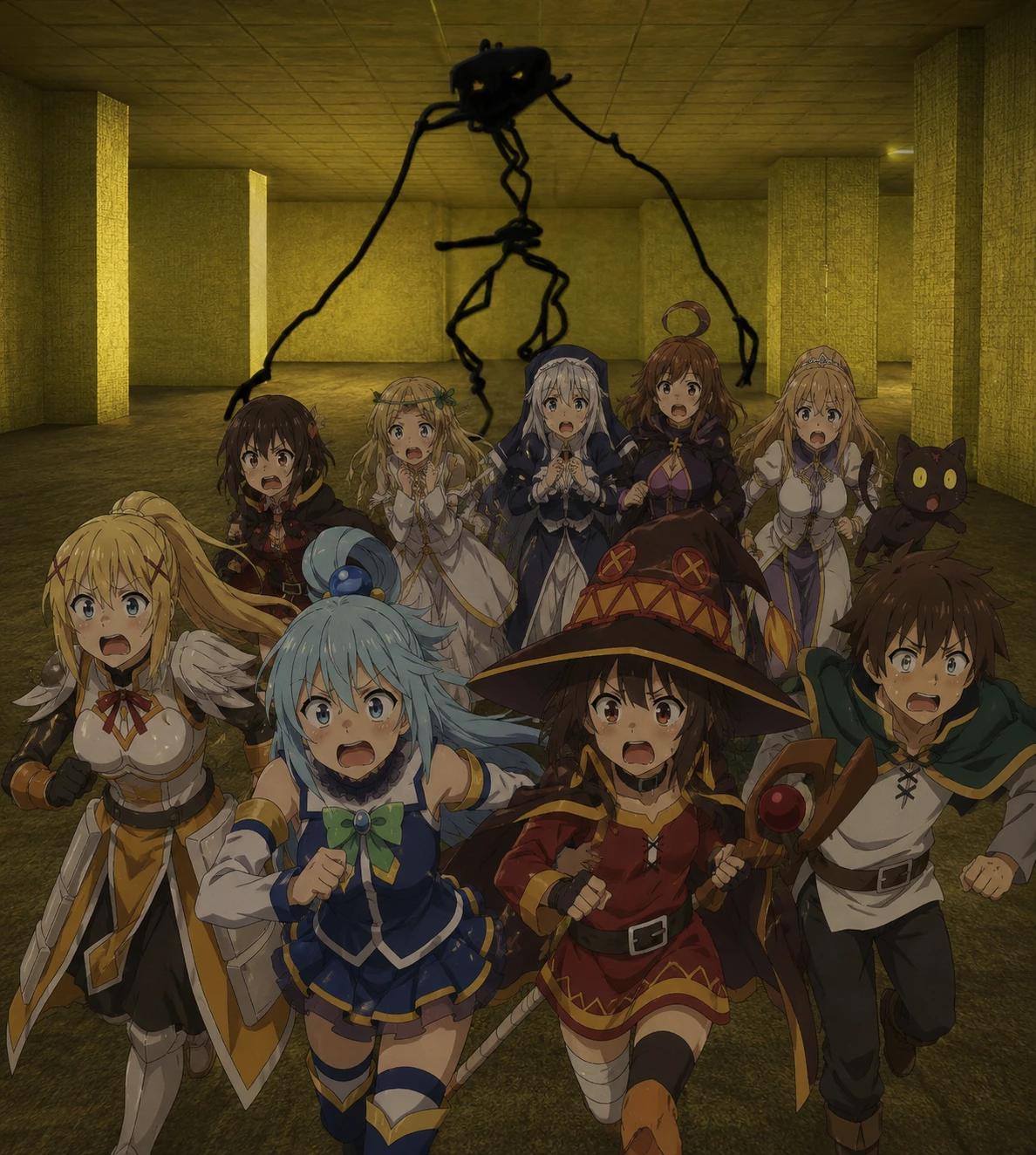 The Konosuba Girls, Kazuma and User fell to the backrooms thumbnail