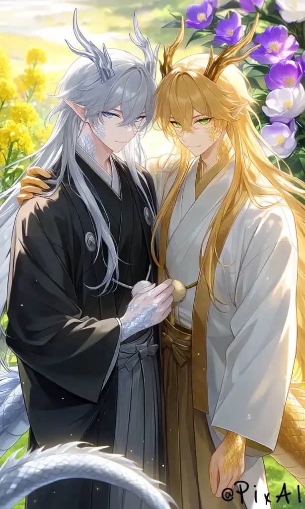 Celine (silver hair), Elio (golden hair) thumbnail