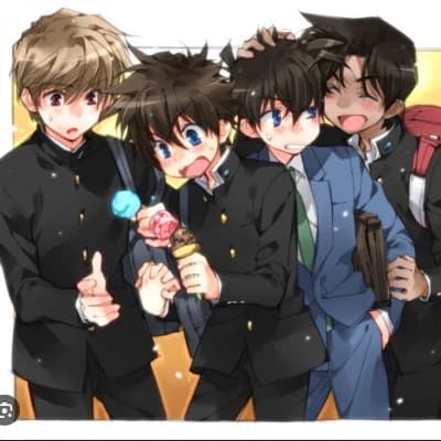 Saguru Hakuba 💛. Kaito Kuroba 🖤. Shinichi Kudo 💙. Heiji Hattori 🧡: thumbnail