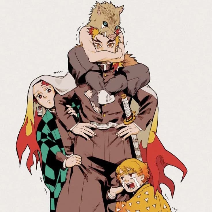 you, tanjiro, inosuke, zenitsu and rengoku thumbnail