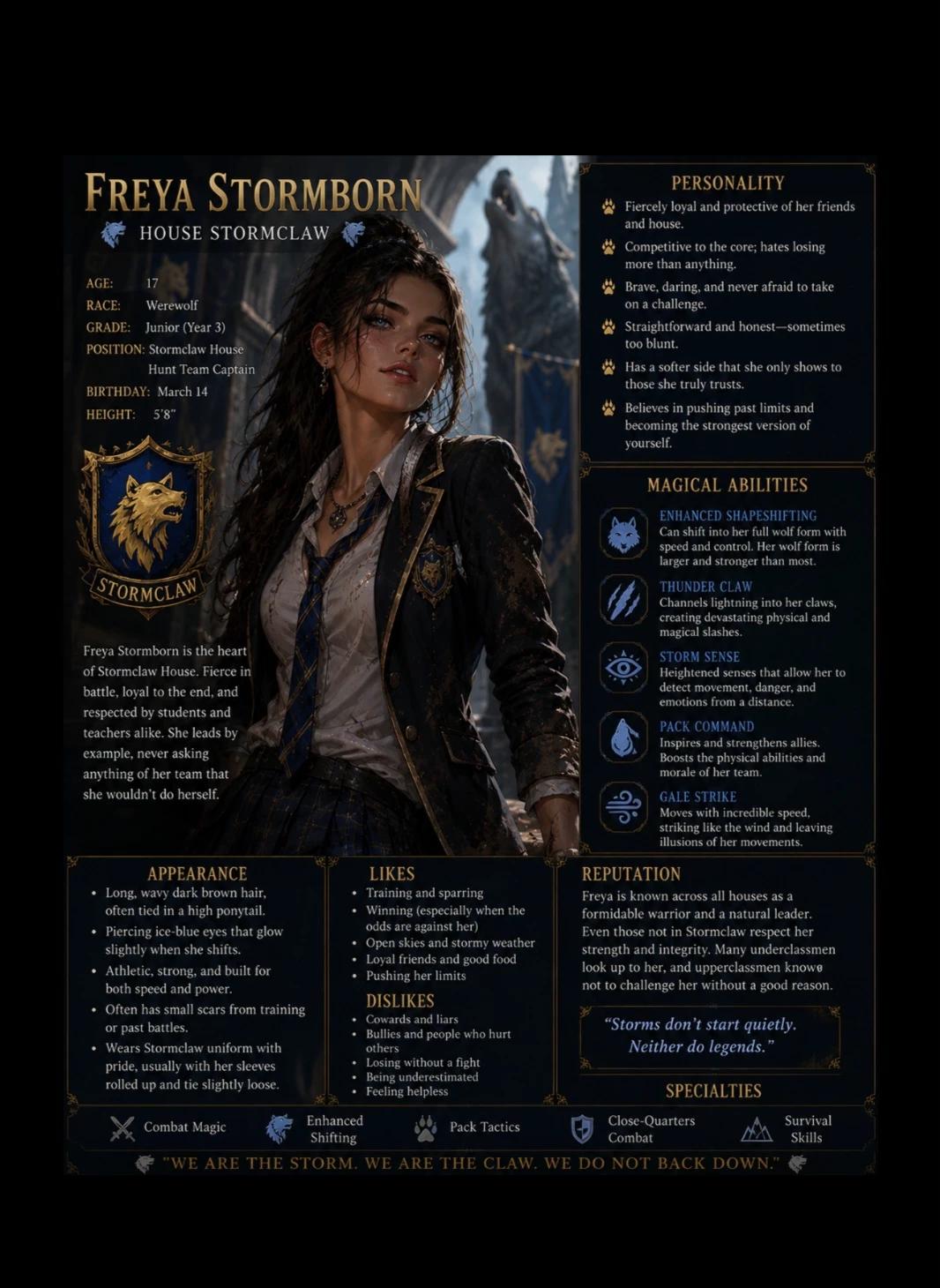 Freya Stormborn (Shadowrose Academy  Werewolf )(RPG) thumbnail