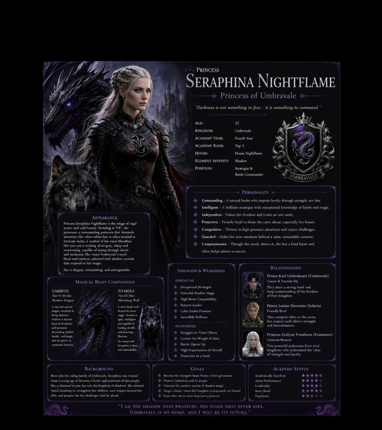 Princess Seraphina Nightflame (The World of Aetherion RPG Beast Master) thumbnail