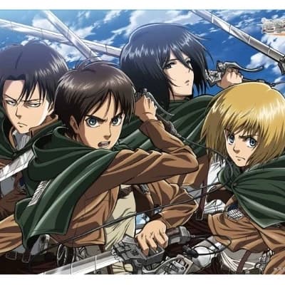 levi,eren, mikasa and armin thumbnail