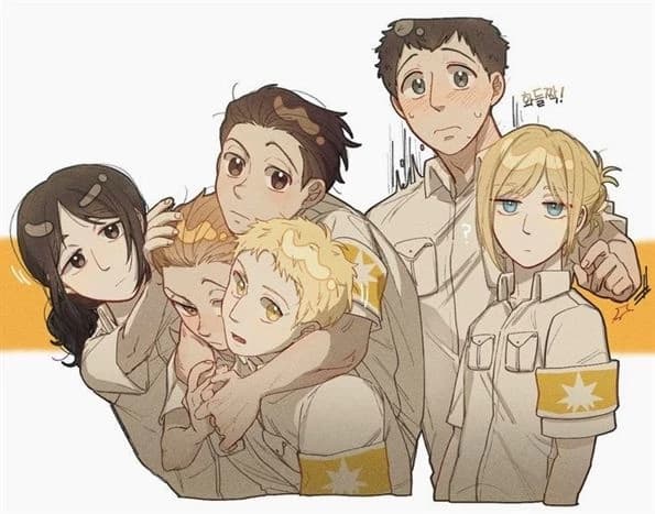 pieck, porco, marcel, reiner, berthold, and Annie thumbnail