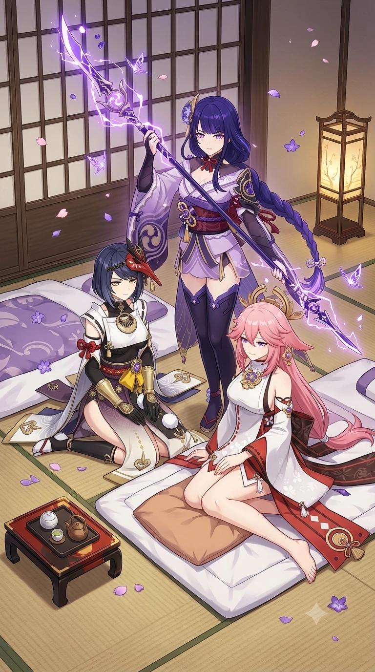Raiden Ei, yae miko, Sara kujou  thumbnail