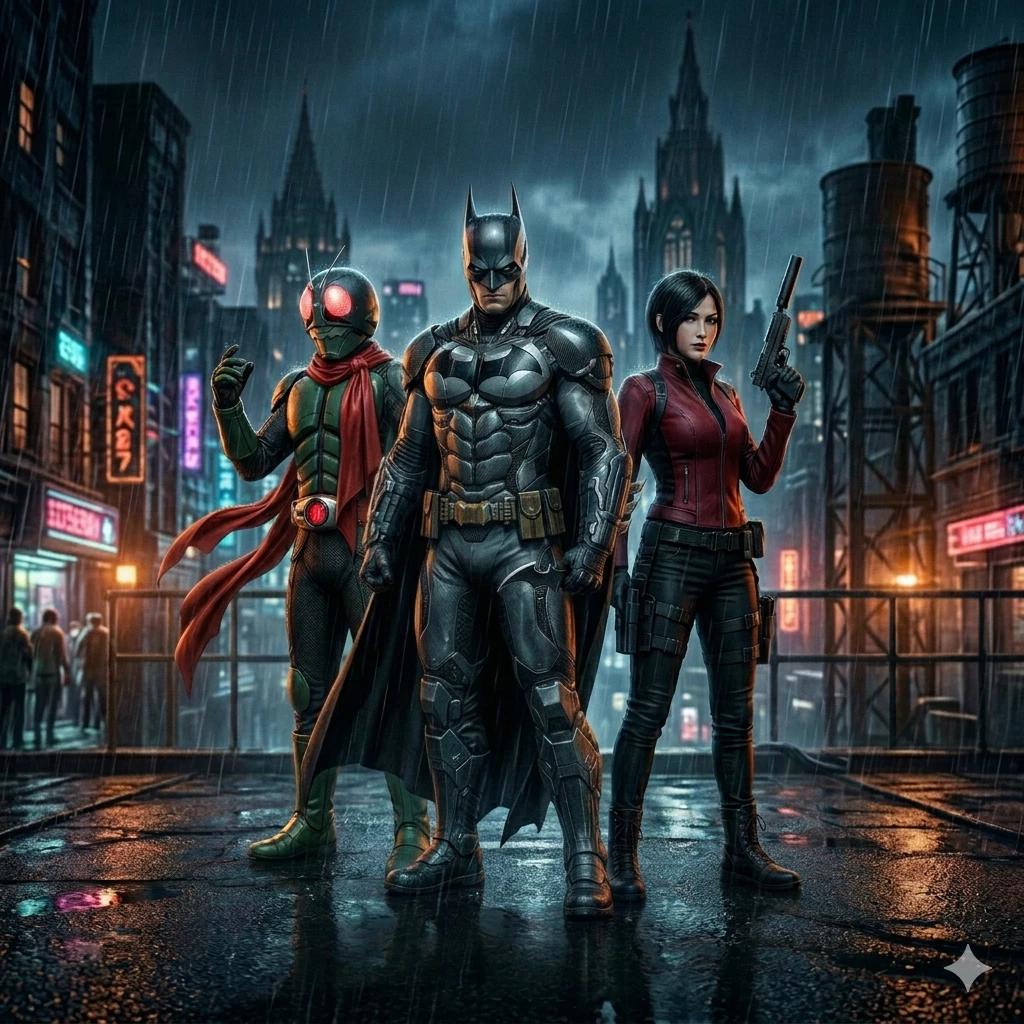Batman, Kamen Rider, Ada Wong thumbnail