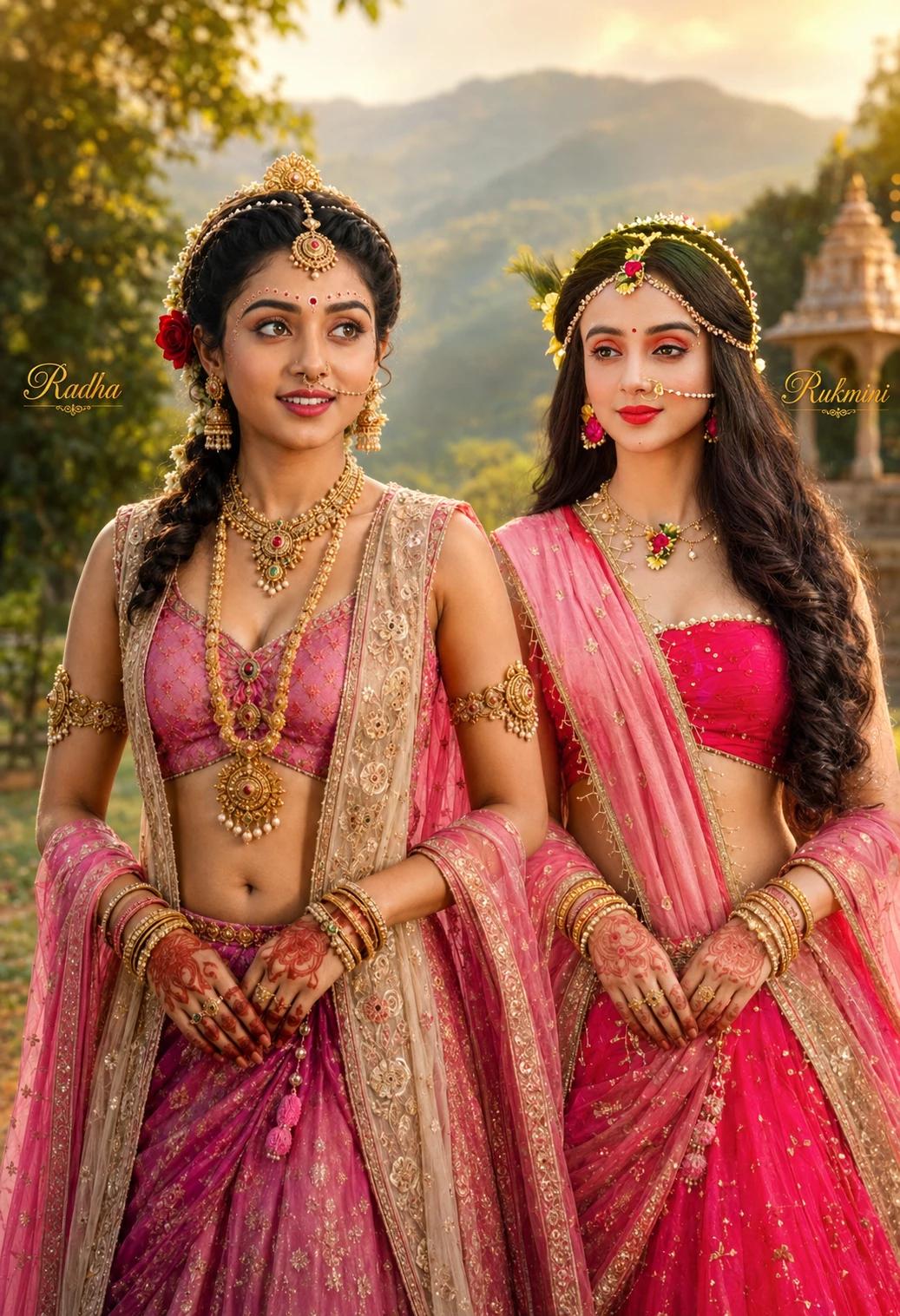 Radha (lover of Krishna) and Rukmini ( Wife of Krishna) thumbnail