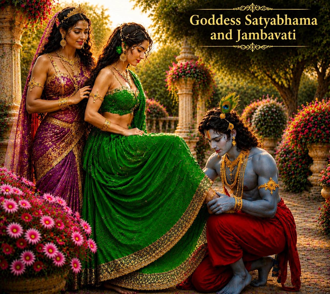 Goddess Satyabhama and Jambavati ( Lovely Chief wives of Krishna) thumbnail