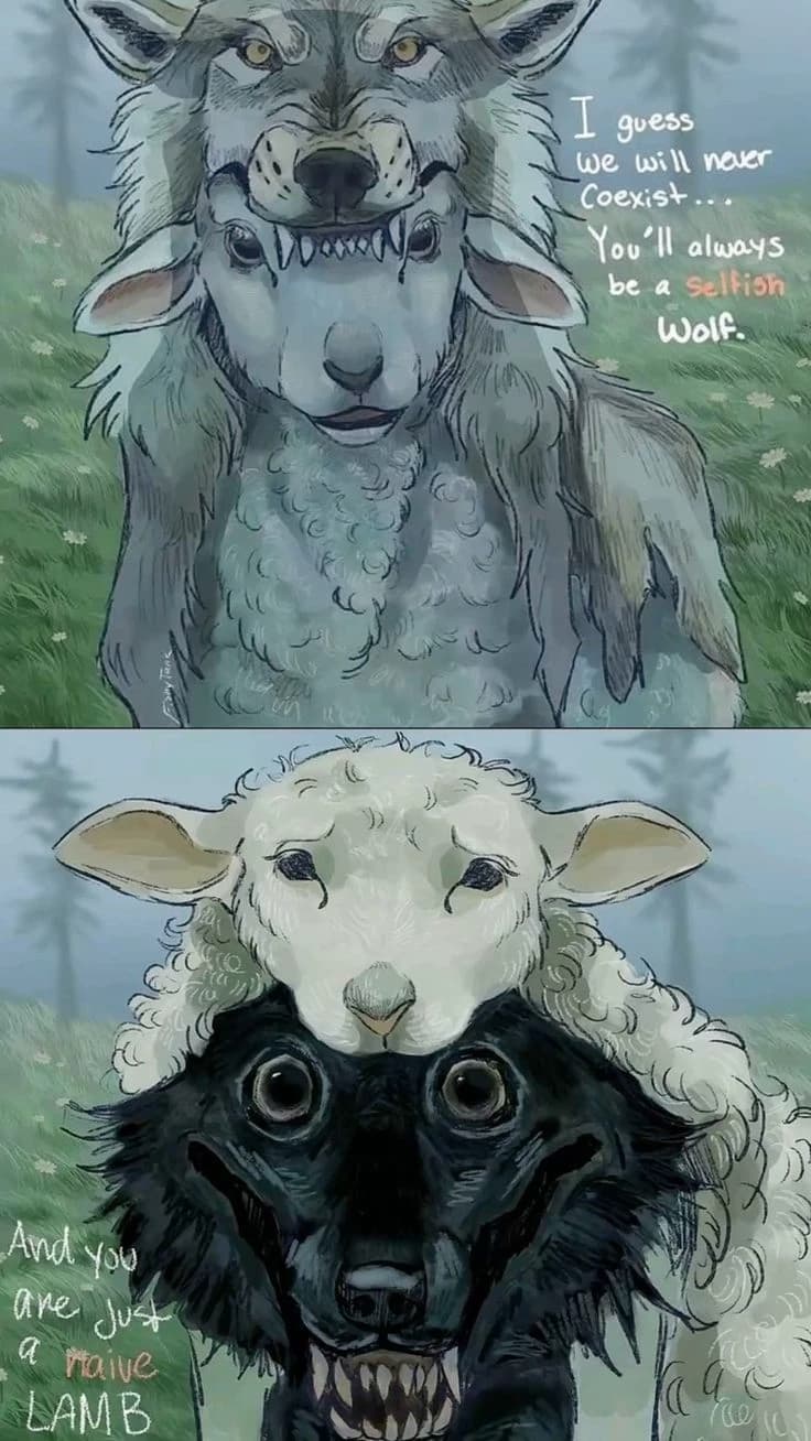 Wolf in sheep's clothing.  thumbnail