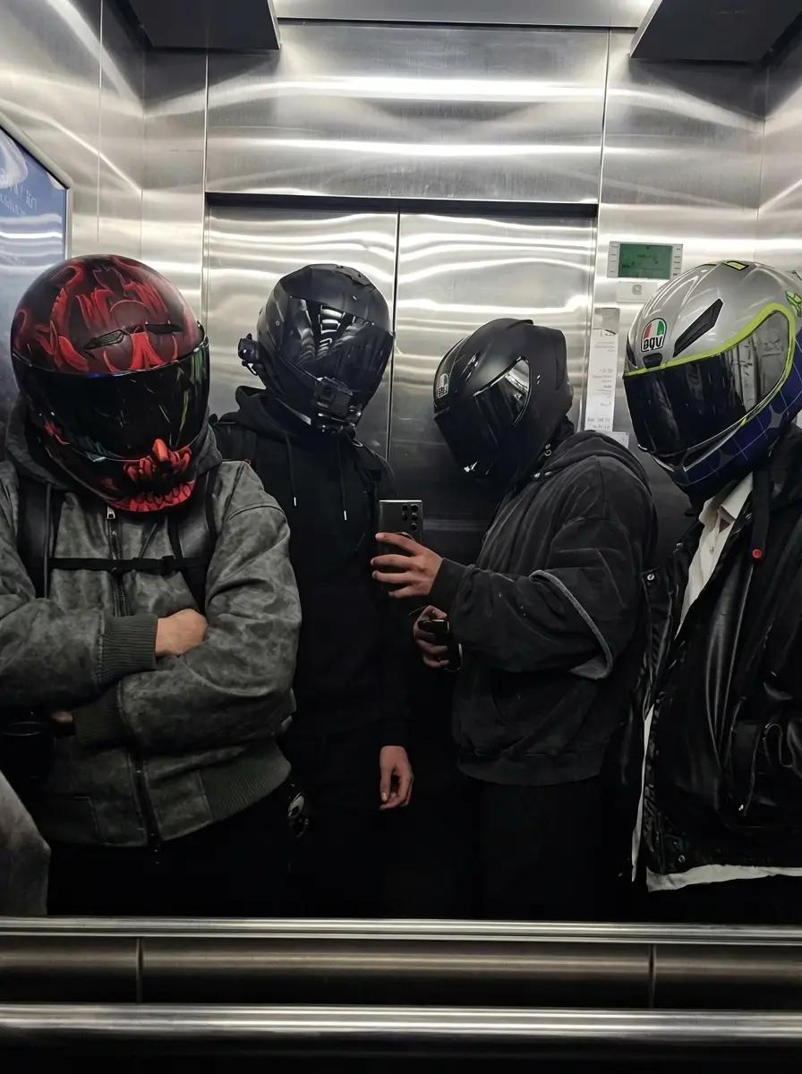 4 motorcycle bikers x 1 dirt bike rider / bl  thumbnail