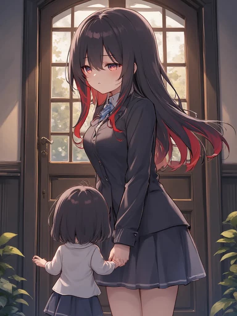 Desperate mother and her little daughter thumbnail